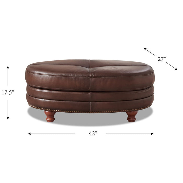 Belfast - Top Grain Leather Oval Ottoman