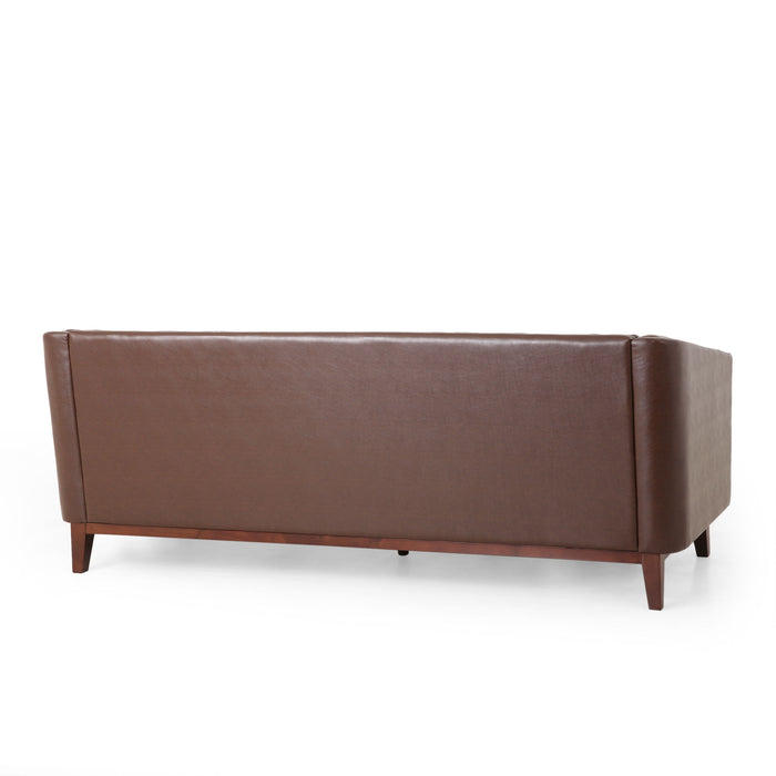 PU Sofa, Tufted Back, Solid Wood Legs, Living Room And Study