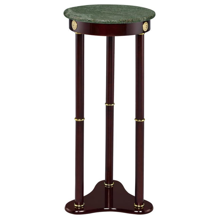 Round Marble Top Accent Table Merlot