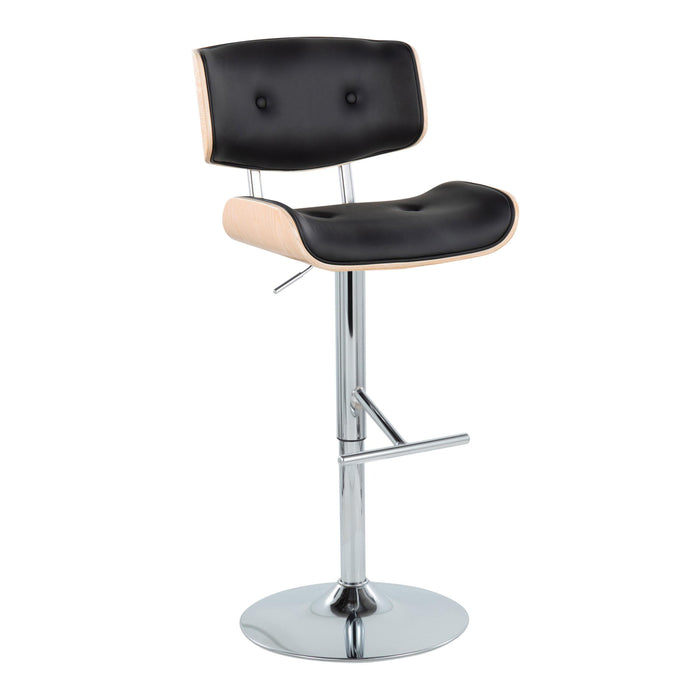 Lombardi - Contemporary Adjustable Barstool With Swivel With Straight T Footrest (Set of 2)