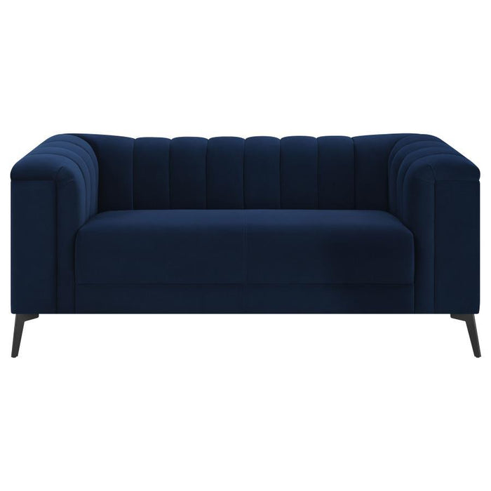 Blue - Chalet Tuxedo Arm Loveseat Blue