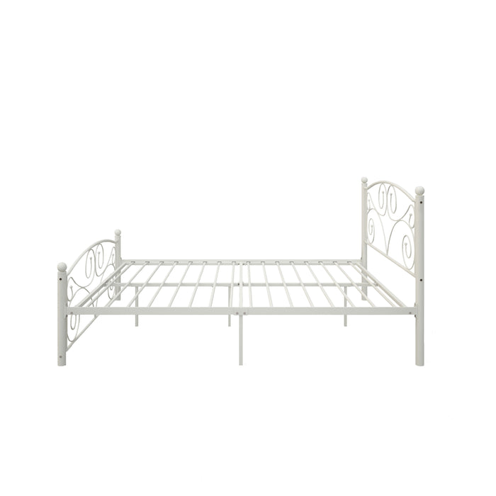 Full With Metal Frame Bed - White