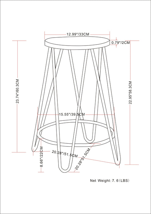 Simeon - Metal Stool with Wood Seat