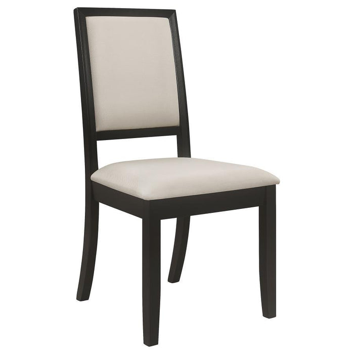 Louise Collection - Cream - Louise Upholstered Dining Side Chairs Black And Cream (Set of 2)