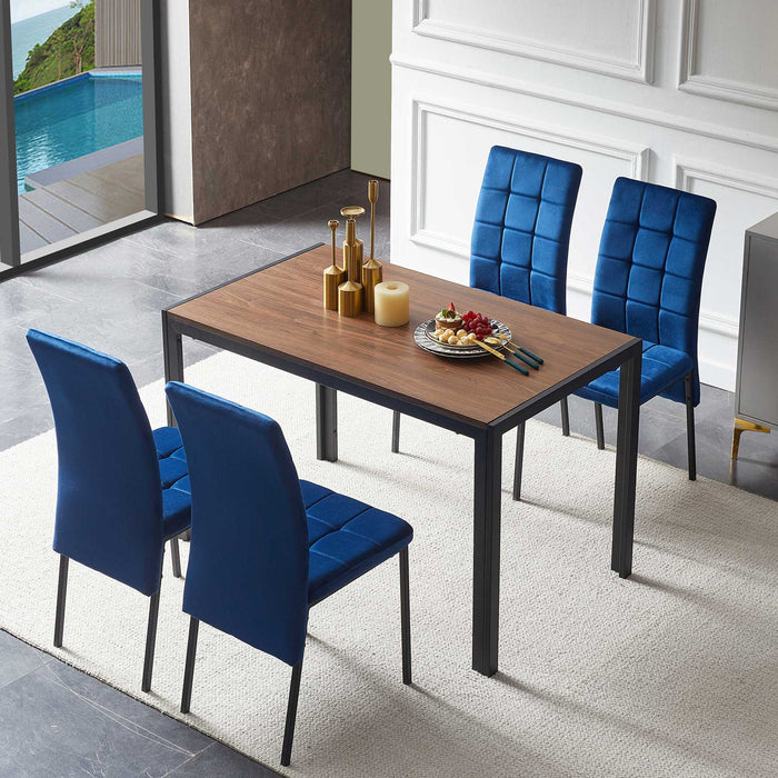 5 Piece Dining Set Including Velvet High Back Nordic Dining Chair & Creative Design Dining Table