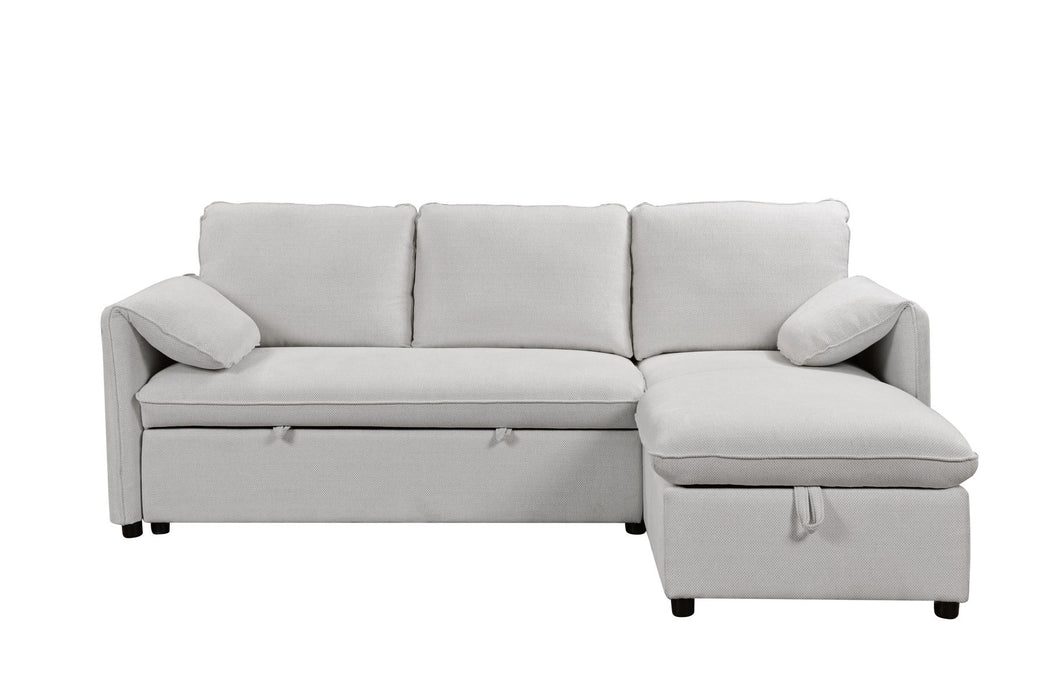 Yaroslav - Chenille Reversible Sectional Sofa With Sleeper Storage - Cream