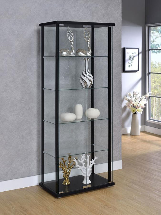 5-shelf Glass Curio Cabinet Black And Clear