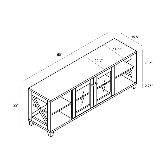 60" Farmhouse Home Entertainment Center, TV Stand With 4 Shelves