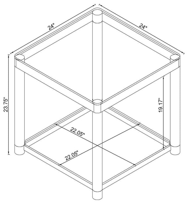 Living Room: Glass Top Occasional Tables - Claude End Table With Lower Shelf Chrome And Clear