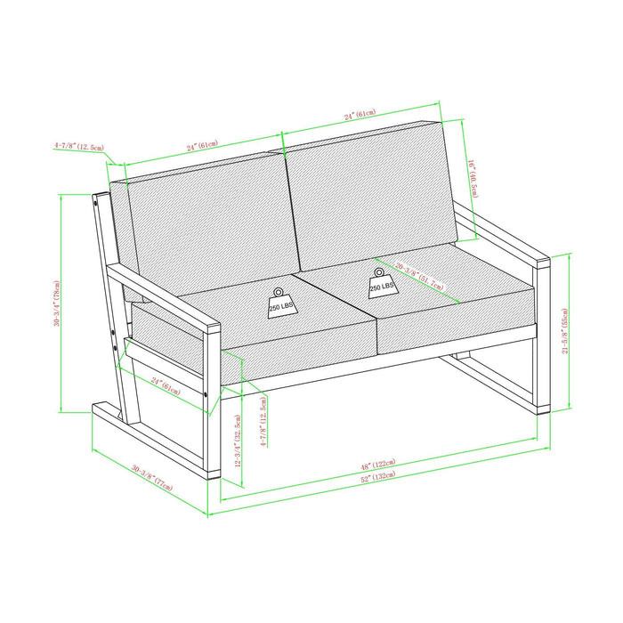 Contemporary Solid Wood Slat Back Patio Loveseat - Natural