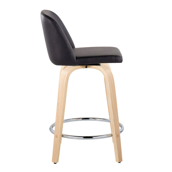 Toriano - Contemporary Fixed Height Counter Stool & Swivel And Round Footrest (Set of 2)