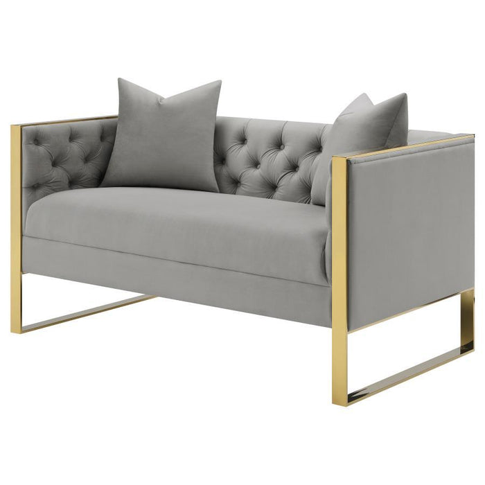 Grey - Eastbrook Tufted Back Loveseat Grey