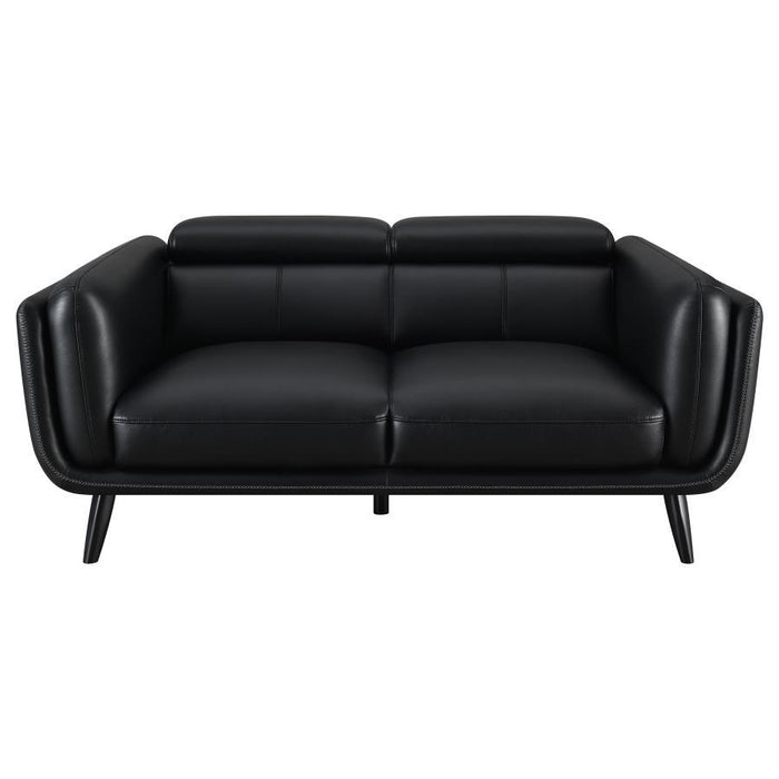 Shania - Track Arms Loveseat With Tapered Legs - Black