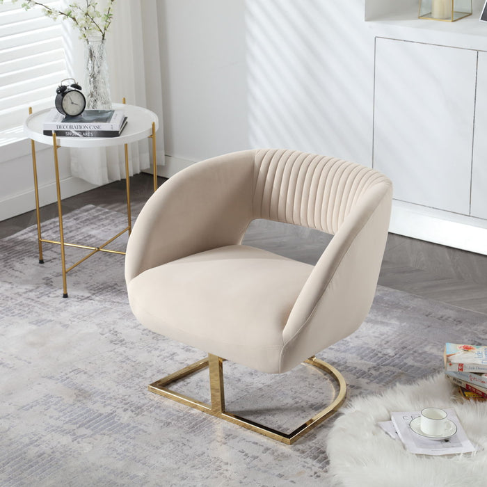 Coolmore - Upholstered Tufted Living Room Chair Textured Linen, Accent Chair With Metal Stand