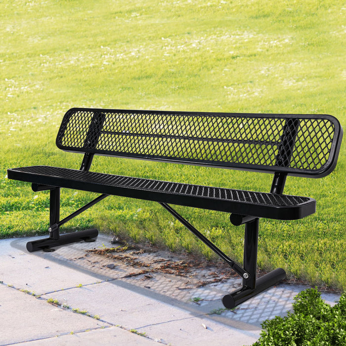 Outdoor Steel Bench With Backrest