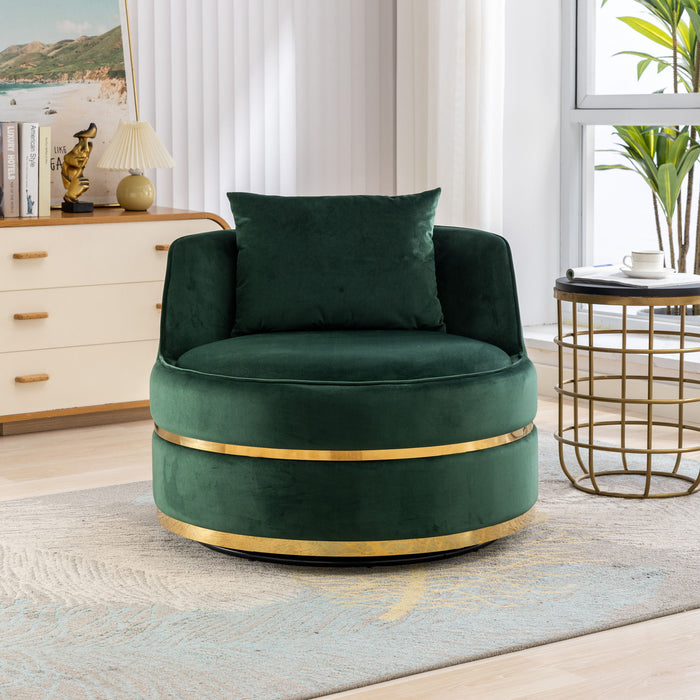 360° Swivel Accent Chair Velvet Modern Upholstered Barrel Chair Over-Sized Soft Chair With Seat Cushion For Living Room