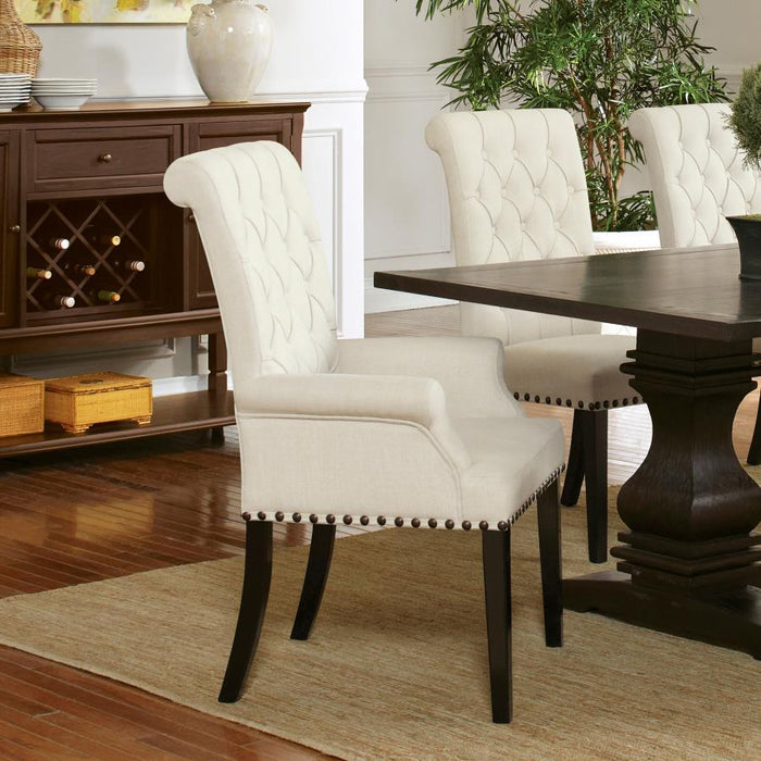 Beige - Tufted Back Upholstered Arm Chair Beige