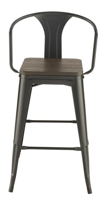 Wooden Seat Bar Stools Dark Elm And Matte Black (Set of 2)