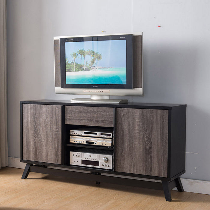 Sideboard TV Stand Buffet With Two Doors One Drawer And Six Shelves - Black & Grey