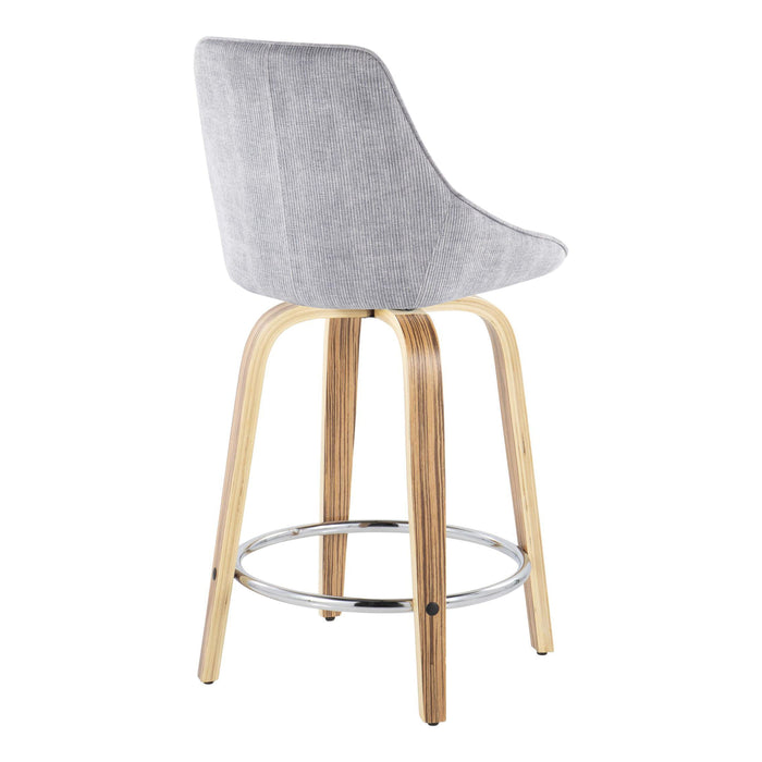 Diana - Contemporary, Fixed Height Counter Stool With Swivel & Round Footrest (Set of 2)