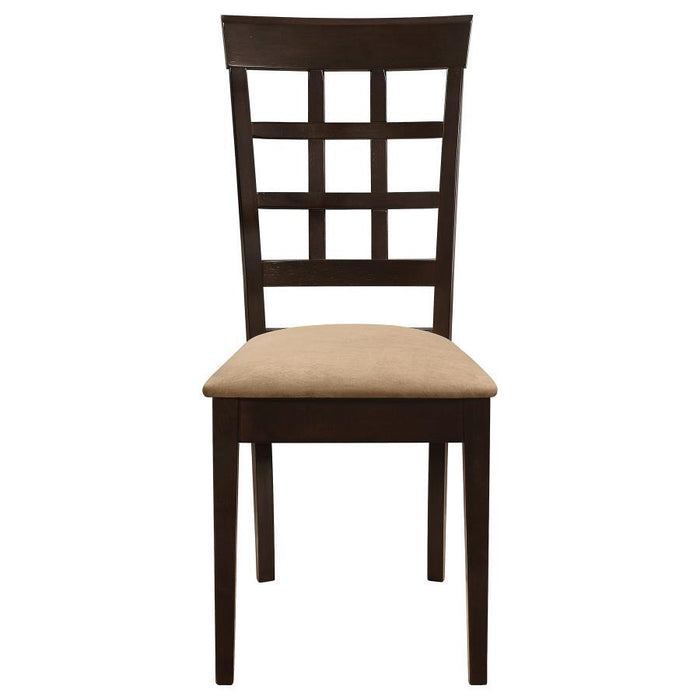 Gabriel Collection - Beige - Gabriel Lattice Back Side Chairs Cappuccino And Tan (Set of 2)