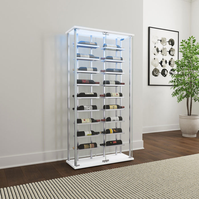 Montara - Tempered Glass Wine Storage Display Curio Cabinet With LED Lighting - Chrome