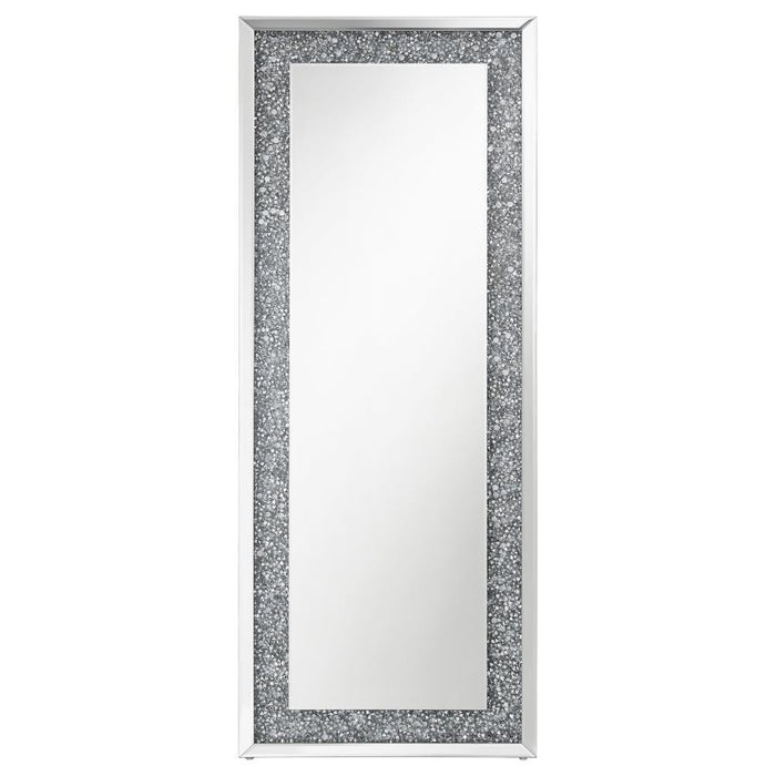 Valerie - Crystal Inlay Rectangle Floor Mirror - Silver