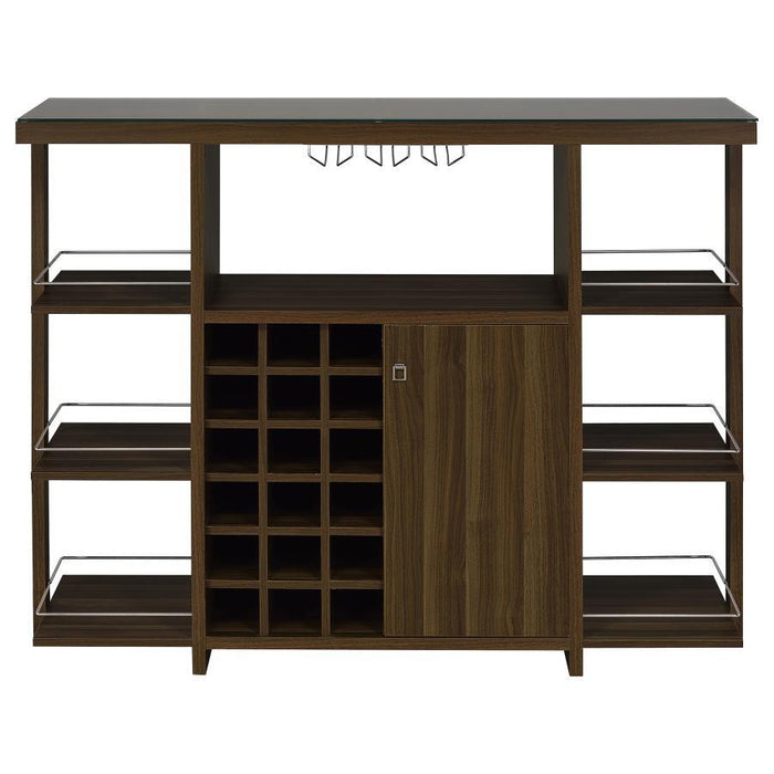 Bar Unit With Wine Bottle Storage Walnut