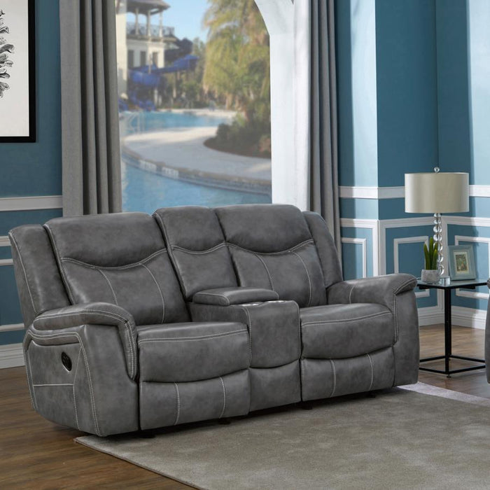 Conrad Motion Collection - Grey - Conrad Upholstered Motion Loveseat Cool Grey