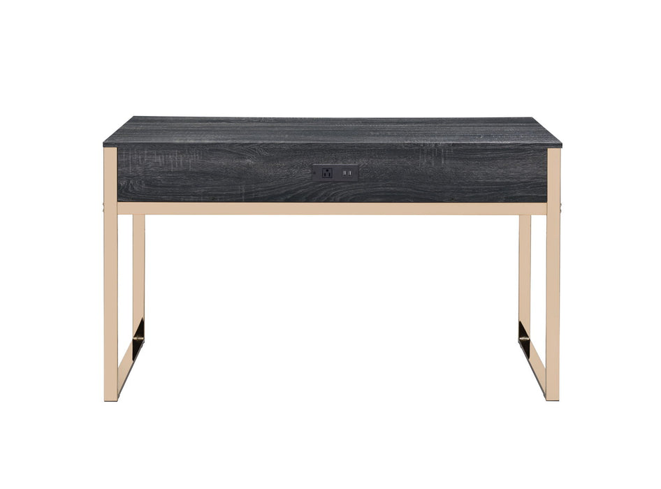 Perle - Vanity Desk - Champagne Gold & Black Finish