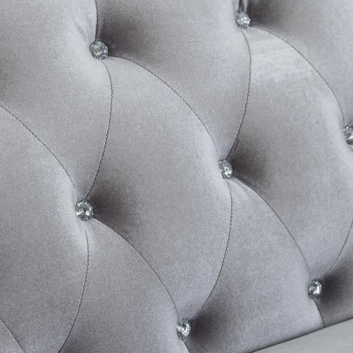 Silver - Frostine Button Tufted Sofa Silver