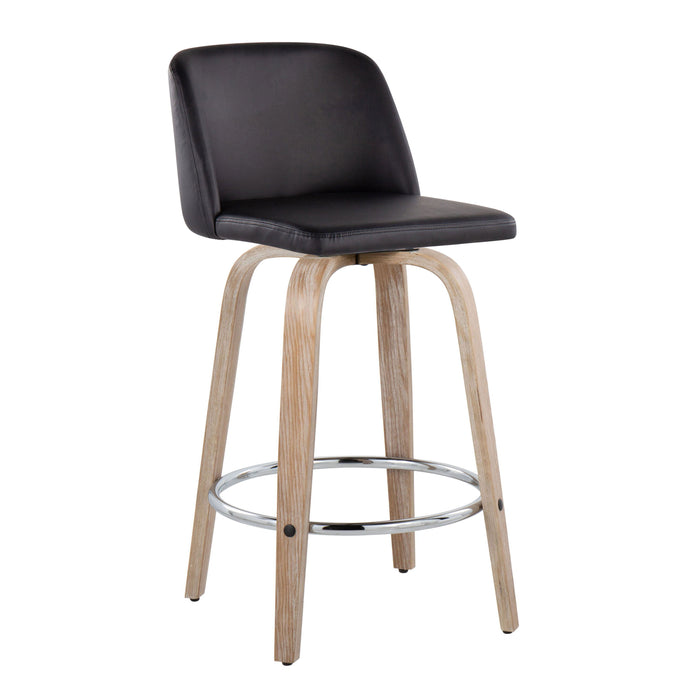 Toriano - Modern Design Fixed Height Counter Stool With Swivel With Round Footrest (Set of 2)