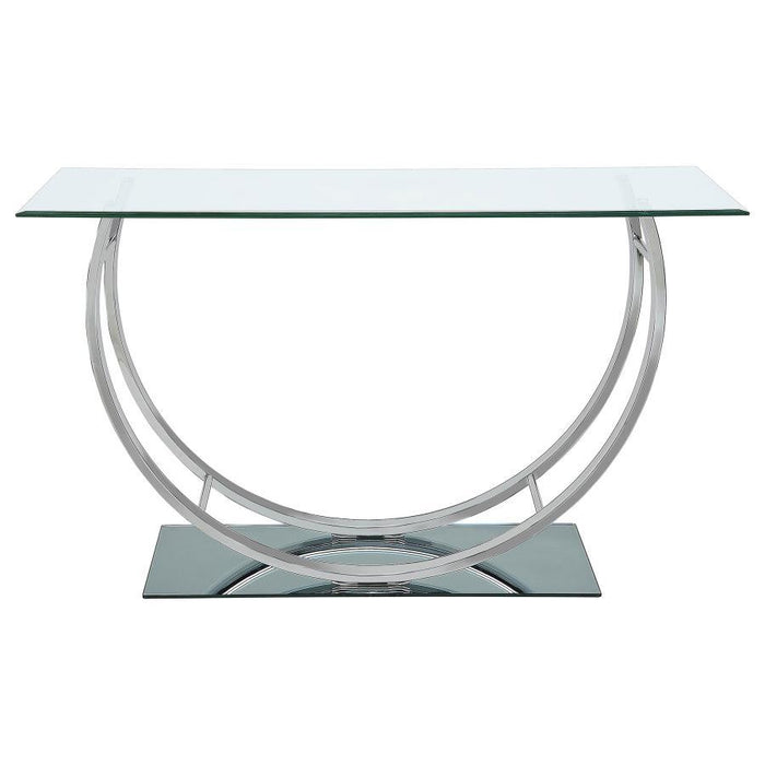 Living Room: Glass Top Occasional Tables - U-shaped Sofa Table Chrome