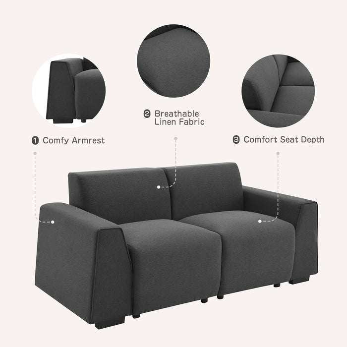 Modern Linen Sofa, Stylish And Minimalist 2-3 Seat Couch, Easy To Install, Exquisite Loveseat With Wide Armrests For Living Room