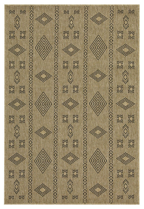 Earth - 2'7" X 7'3" Indoor, Outdoor Area Rug - Jute / Black