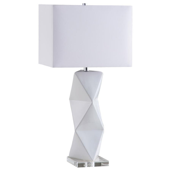 White - Geometric Ceramic Base Table Lamp White