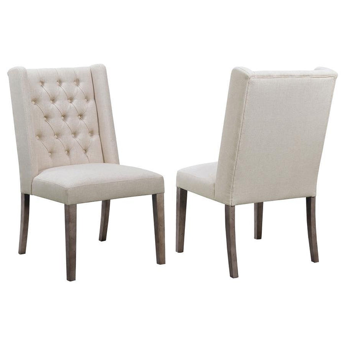 Beige - Tufted Side Chairs Dark Brown And Beige (Set of 2)