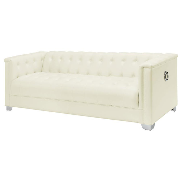 Chaviano Collection - Pearl White - Chaviano Tufted Upholstered Sofa Pearl White