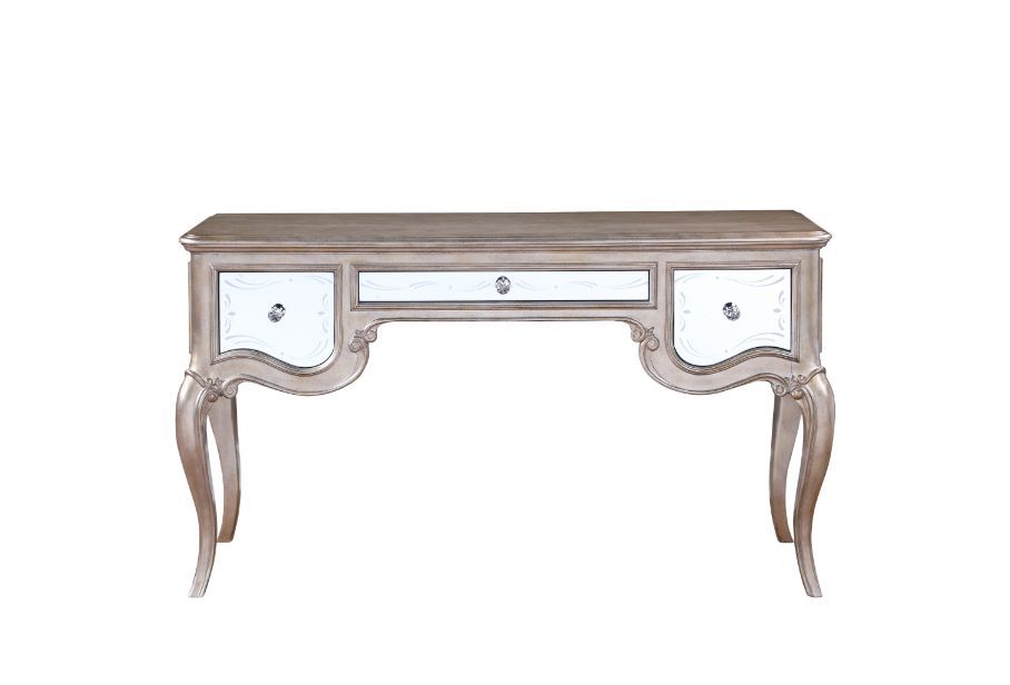 Esteban - Vanity Desk - Mirrored & Antique Champagne Finish