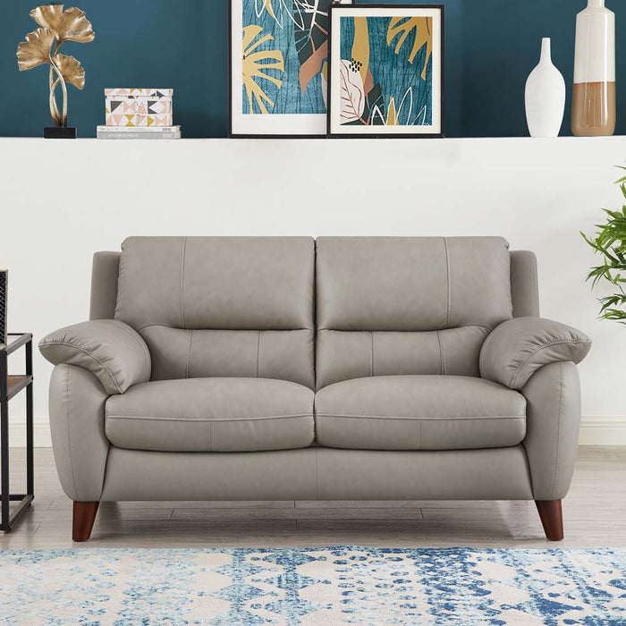 Lara - Leather Loveseat - Stone Gray