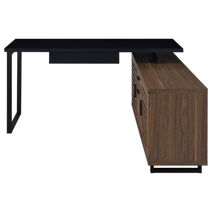 Maddox - L Shape Office Computer Desk - Black / Walnut