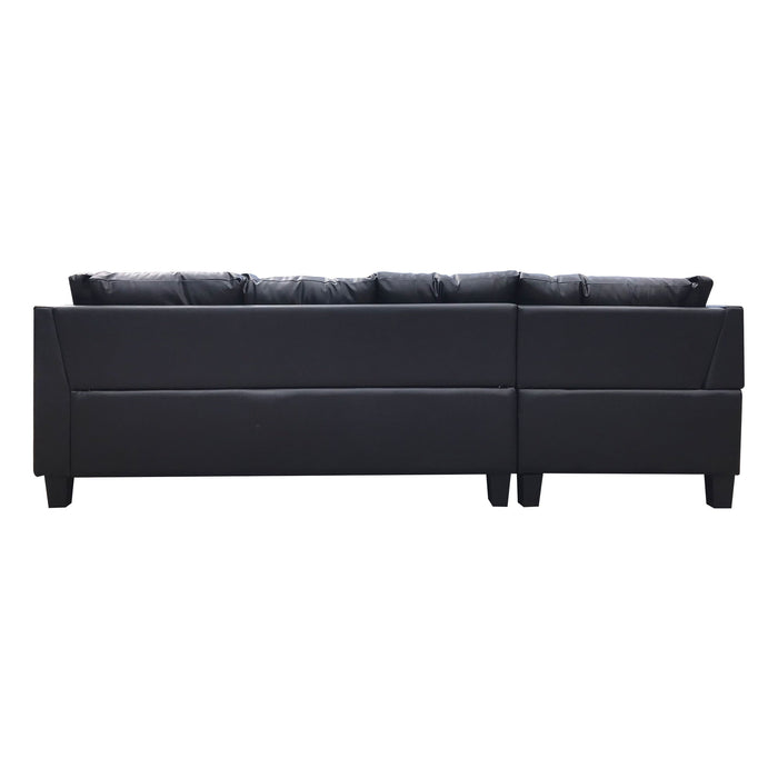 3 Piece Sofa With Left Chaise Lounge And Storage Ottoman, 2 Throw Pillows - Black