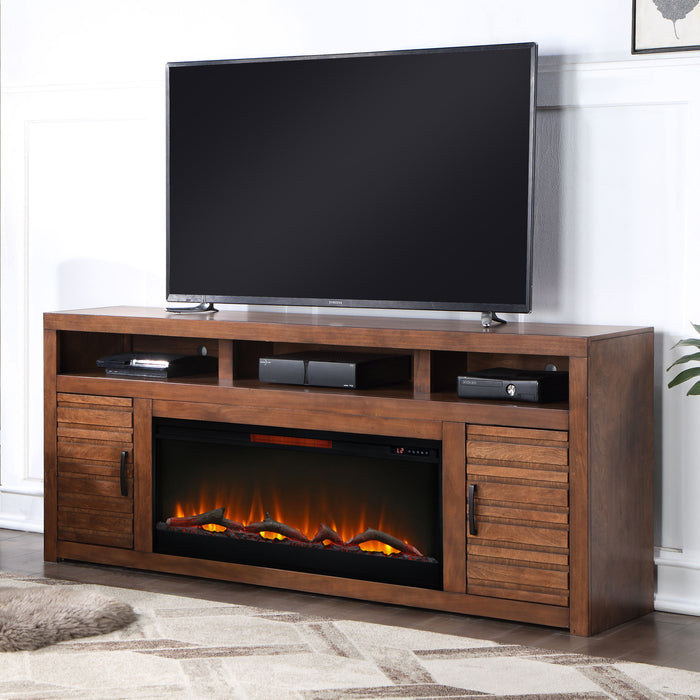 Sausalito - 78" Electric Fireplace TV Stand Console For TVs Up To 95" - Whiskey