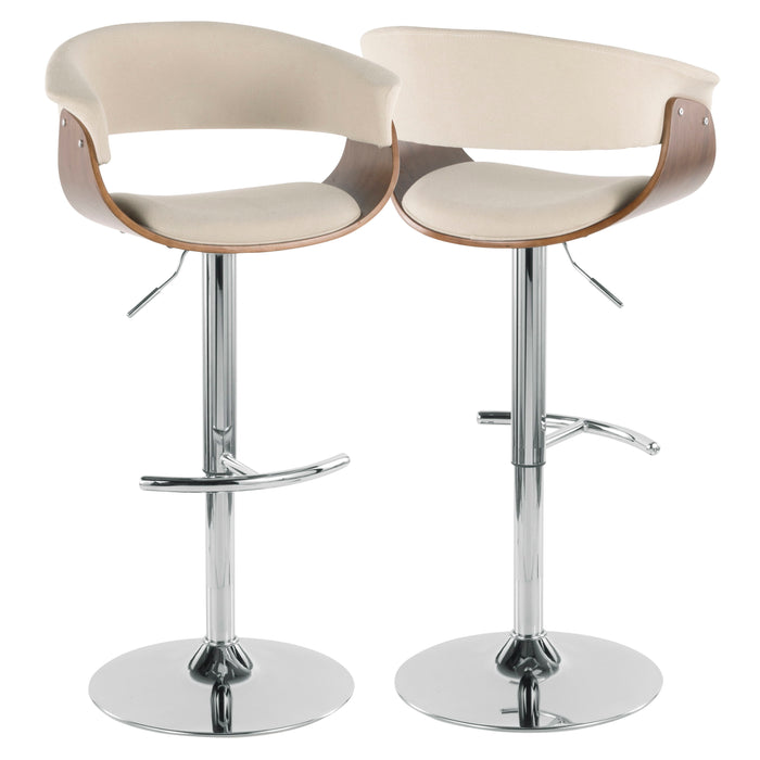 Vintage Mod - Mid Century Modern Adjustable Height Barstool With Swivel With Rounded T Footrest (Set of 2)