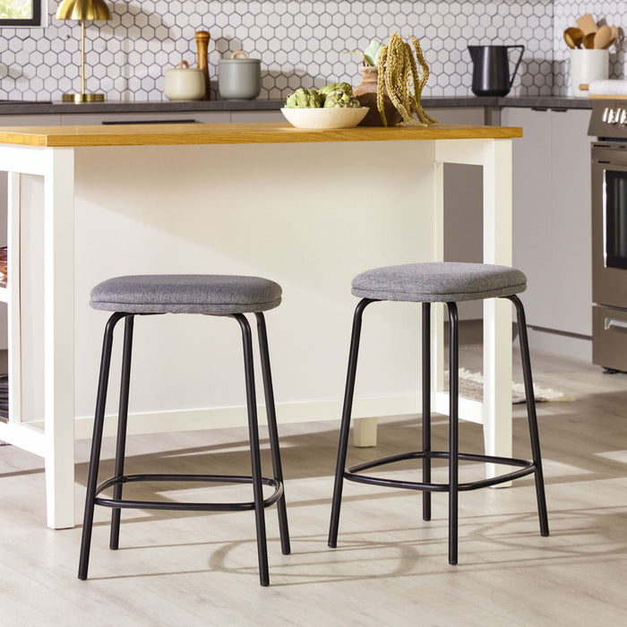 Modern Simple Counter Stool With Upholstered Seat (Set of 2)