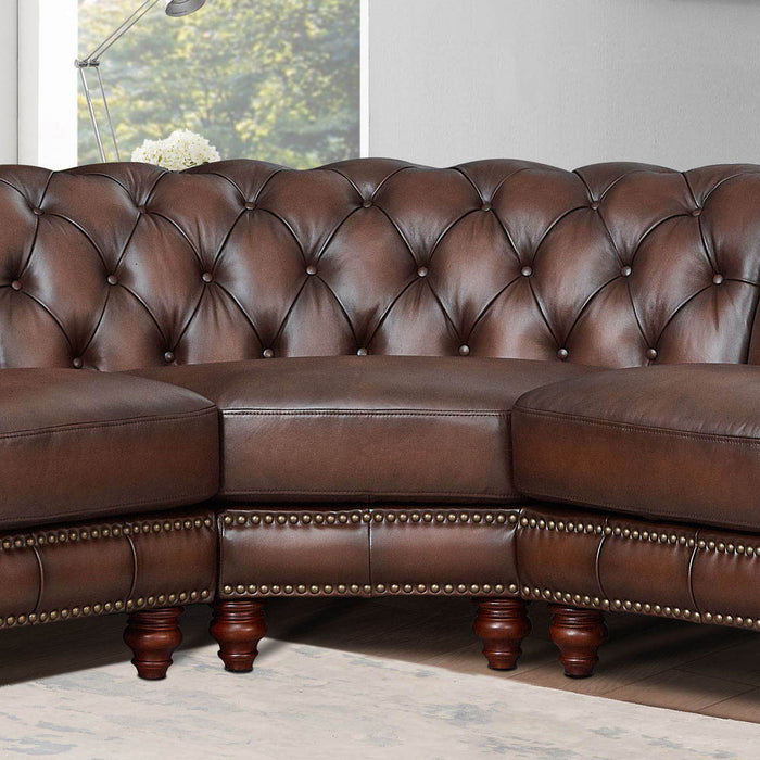 Alton Bay - Leather Symmetrical Sectional - Brown