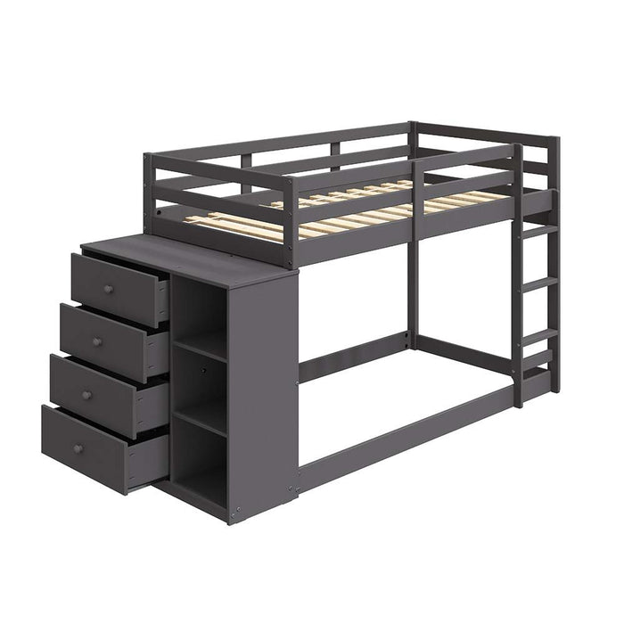 Gaston - Twin Over Twin Bunk Bed - Gray Finish