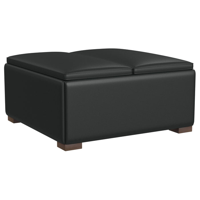 Paris - Multifunctional Upholstered Storage Ottoman With Utility Tray - Black