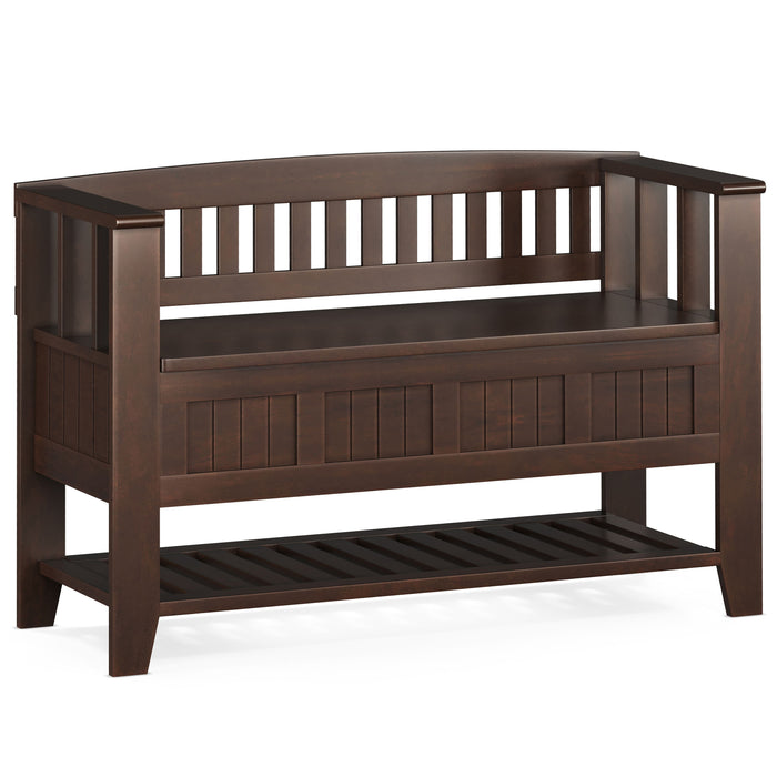 Acadian - Entryway Storage Bench with Shelf - Brunette Brown