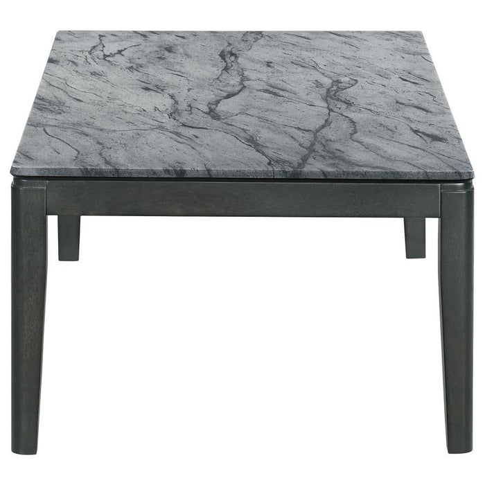 Mozzi - Rectangular Coffee Table Faux Marble - Gray And Black